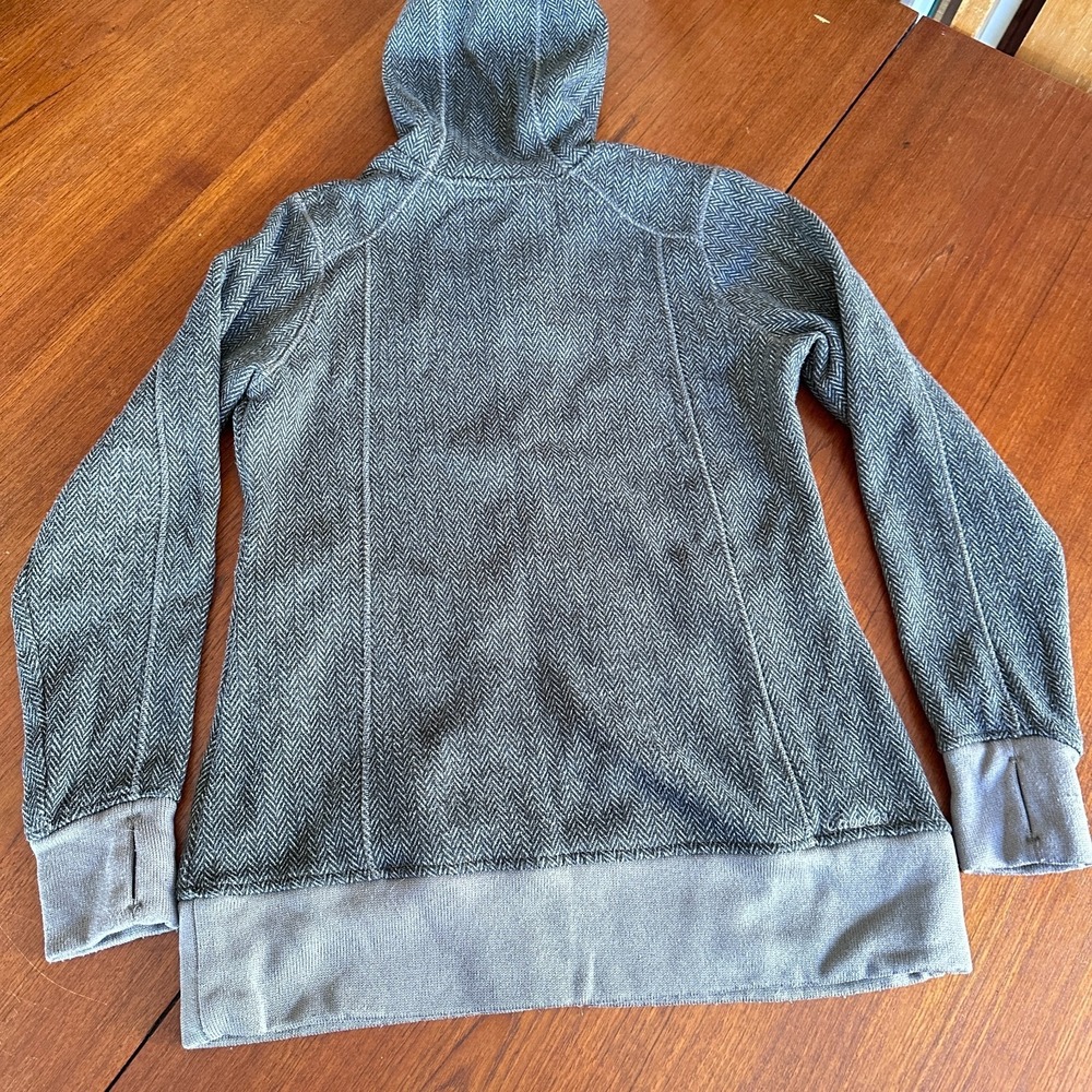 Cabelas Womens Jacket Gray Herringbone Fleece Hooded Long Sleeve Sz L Outdoors - Picture 4 of 16